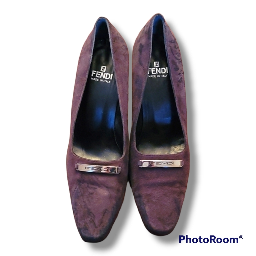 Fendi Brown Suede Half Moon Heels